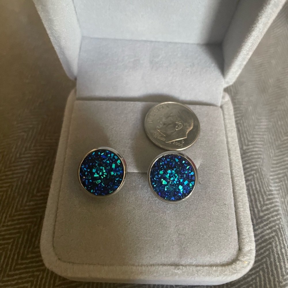 Real druzy quartz earrings